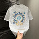 克羅心（chrome heart）2026輕奢重工刺繡帥氣短袖T恤男士十字架夏季潮牌爆款半袖上衣美 白色【重工刺繡】 M  建議90-110斤