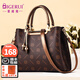 蒂閣瑞（DIGERUI）生日禮物送老婆包包女包新款真皮單肩斜挎包女士大容量媽媽手提包 咖啡金（品牌專(zhuān)柜禮盒包裝）