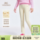 英氏（YEEHOO）女童打底褲兒童褲子中大童裝長(cháng)褲基礎百搭彈力休閑褲春 米白 160