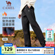 駱駝（CAMEL）加絨褲男加厚保暖寬松休閑針織直筒運動(dòng)長(cháng)褲女 J13CAV6034，幻影黑，男 L