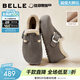 百麗（Belle）周雨彤同款全麥吐司厚底內增高女商場(chǎng)休閑全包勃肯鞋E6V1DDM5預售 灰色-毛里（2代 | 4cm跟高） 37