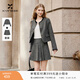 香影灰色小香風(fēng)短外套套裝女2026春季新款學(xué)院風(fēng)百褶裙短裙兩件套 深灰 M