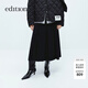 edition裙褲女羊毛精紡設計感小眾A型雙褶八分闊腿褲 黑色 XS 155