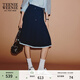 Teenie Weenie小熊女裝春秋季新款氣質(zhì)學(xué)院風(fēng)中長(cháng)款半身裙百褶裙 藏青色 S