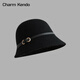 Charm Kendo漁夫帽子女圓頂小禮帽韓版百搭盆帽氣質(zhì)時(shí)尚優(yōu)雅潮搭復古帽顯臉小 黑色