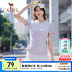駱駝（CAMEL）運動(dòng)短袖T恤男女春夏速干冰絲透氣戶(hù)外休閑棒球服短袖女 C23BABH393A5，星月紫 ，女 M