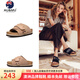 AU&MU春夏季牛皮勃肯鞋一字拖外穿男女士涼拖鞋軟木厚底懶人鞋一腳蹬 G986栗色-男女款【絨面牛皮】 42