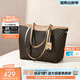 百麗包包女新款大容量老花復古單肩通勤托特包送媽媽X7058CX4 啡色【可放15.6寸電腦】 F