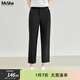 MsShe【巨顯瘦直筒長(cháng)褲/九分】大碼女裝2026款春夏裝胖mm休閑褲女士 九分-黑色現貨 3XL