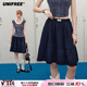 UNIFREE【26年夏款】新款學(xué)院風(fēng)時(shí)尚簡(jiǎn)約慵懶顯瘦百搭蓬蓬半身裙 藏青色（帶襯裙） M