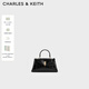 CHARLES&KEITH26夏季新品簡(jiǎn)約迷你手提小方包斜挎包CK6-40770761 Black黑色 XXS