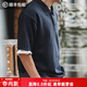 馬登工裝美式復古重磅珠地棉polo衫寬松翻領(lǐng)透氣半袖短袖T恤男夏 藏藍 L