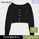 moussy 新品前后兩穿通勤花朵紐扣針織開(kāi)衫010HAH70-9191 020黑色 均碼 00020/F