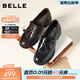 百麗（Belle）氣質(zhì)流蘇牛皮樂(lè )福鞋女2026春新質(zhì)感粗高跟通勤單鞋B2970AA6 黑色 38 (240mm)