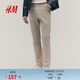 H&M男裝休閑褲春季老錢(qián)風(fēng)通勤斜紋棉布英倫合身潮流長(cháng)褲1074402 淺米色 32 170/82