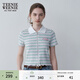 Teenie Weenie小熊女裝簡(jiǎn)約時(shí)尚夏裝條紋針織POLO衫元氣少女感T恤 撞色 M