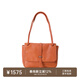 裘真復古001郵差包女單肩通勤大容量斜挎包植鞣頭層牛皮包 焦糖色-中號