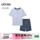 ubras迪士尼聯(lián)名唐老鴨落肩短袖情侶睡衣女套頭家居服 【男款】奶鹽藍色  L