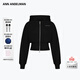 ANN ANDELMAN【迪麗熱巴同款】長(cháng)袖修身外套短雙開(kāi)拉鏈高腰連帽衛衣 黑色 S