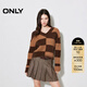 ONLY2025秋季新款潮流撞色寬松顯瘦V領(lǐng)長(cháng)袖針織衫女|125313001 E09咖啡豆色 XS