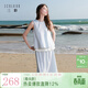 三彩2026春季新款層次感套裝假兩件上衣套頭高腰A字半身裙兩件套M 天空藍 XL 170/92A
