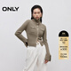 ONLY2025秋季新款顯瘦縱向坑條紋短款開(kāi)衫長(cháng)袖針織衫女|12533B005 E08軍鋁綠色 M