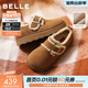 百麗（Belle）復古毛邊雪地靴女冬季新款商場(chǎng)款舒適毛毛鞋勃肯鞋E5N1DDM5 棕色-毛里 35