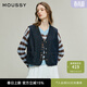 moussy 春季新品復古風(fēng)口袋拼接短款馬甲外套女028JSC10-1009 110藍色 均碼