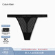 Calvin Klein內衣提花輕薄順滑ck性感老花字母蕾絲丁字褲女 UB1-太空黑 M