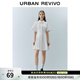 UR夏季新款女裝通勤風(fēng)壓褶修身短袖棉質(zhì)連衣裙UWU740075 本白 S