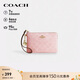 蔻馳（COACH）【品牌直供】女士經(jīng)典標志拉鏈手拿腕包錢(qián)包塵粉色CEF72