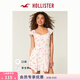 HOLLISTER25夏季甜美一字肩露肩小飛袖連衣裙裙褲女裝359-5241 白色碎花 XS (160/84A)標準版