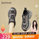 DAPHNE達芙妮老爹鞋女厚底休閑運動(dòng)透氣百搭新款女鞋秋冬冬季加絨學(xué)生棉鞋 槍色 加絨 跟高7cm 39 (245mm) 標準碼