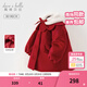 戴維貝拉（DAVE＆BELLA）女童毛呢外套小童衣服洋氣寶寶上衣夾棉兒童外衣秋冬新年童裝 酒紅色【現貨】 140 cm（建議身高130-140cm）