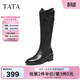 他她（TATA）長(cháng)靴騎士靴黑色西部靴長(cháng)筒靴子美拉德時(shí)裝靴 黑色 39