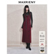 MAXRIENY【商場(chǎng)同款-節慶穿搭】騏驥紅復古安哥拉紅針織吊帶連衣裙 暗紅 L