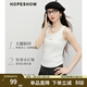 紅袖（hopeshow）高級感吊帶2026春季新款女裝撞色字母印花細坑條無(wú)袖U領(lǐng)背心上衣 本白001 M