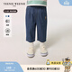Teenie Weenie Kids小熊童裝25年男女寶寶涼感休閑風(fēng)牛仔長(cháng)褲 藍色花灰 100 cm (尺碼偏大選小一碼)