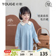 幼歌（YOUGE）嬰幼兒2025秋季新款花邊娃娃領(lǐng)連衣裙純棉森系柔軟裙子 藍色 120 cm