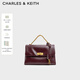 CHARLES&KEITH中號kerry郵差包單肩包斜挎包包女包生日禮物CK2-80782515 Mulberry Plum紫紅色 中包