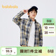 巴拉巴拉童裝男童襯衫長(cháng)袖中大童格子印花襯衣秋冬加絨上衣潮