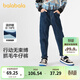 巴拉巴拉童裝兒童褲子男童長(cháng)褲秋冬裝寶寶直筒褲加絨時(shí)尚潮酷 牛仔深藍88301 150