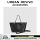 URBAN REVIVO冬季新款女氣質(zhì)菱格鏈條手提斜挎包UAWB50305 黑色