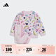 adidas女?huà)胪蓍e寬松印花長(cháng)袖套裝秋季阿迪達斯官方輕運動(dòng)   清澈粉/祈福粉   98