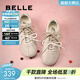 百麗（Belle）漿果糖復古德訓鞋款撞色運動(dòng)休閑板鞋B2472AM5 杏色 37 (235mm)