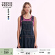 Teenie Weenie小熊女裝復古連衣裙夏季丹寧牛仔背帶裙子短裙潮 深藍色 XS