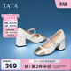 他她（TATA）高跟瑪麗珍鞋法式單鞋女新款銀色小香風(fēng)女款7YA07AQ4 米白/金色 37