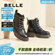 百麗（Belle）時(shí)尚百搭馬丁靴女商場(chǎng)同款休閑舒適牛皮甜酷短靴3NZ40DD4 黑色 38 (240mm)