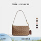 蔻馳（COACH）新款女士經(jīng)典標志PLAZA手袋單肩包老花拉鏈女包 B4/棕黃色 棕色
