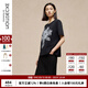 例外（EXCEPTION）輕奢國潮女裝2025新款春夏時(shí)尚通勤簡(jiǎn)約寬松百搭印花短袖T恤 黑色/99 L